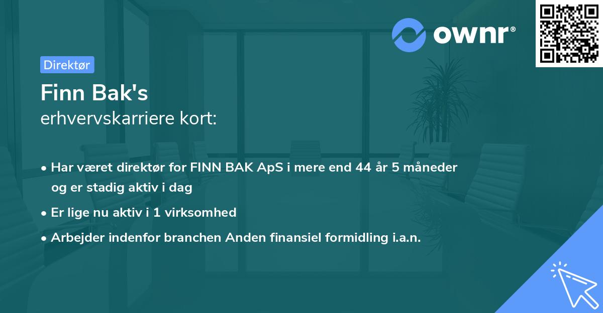 Finn Bak's erhvervskarriere kort