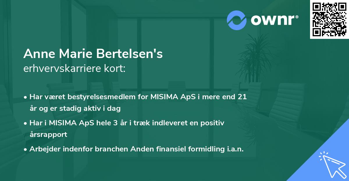 Anne Marie Bertelsen's erhvervskarriere kort