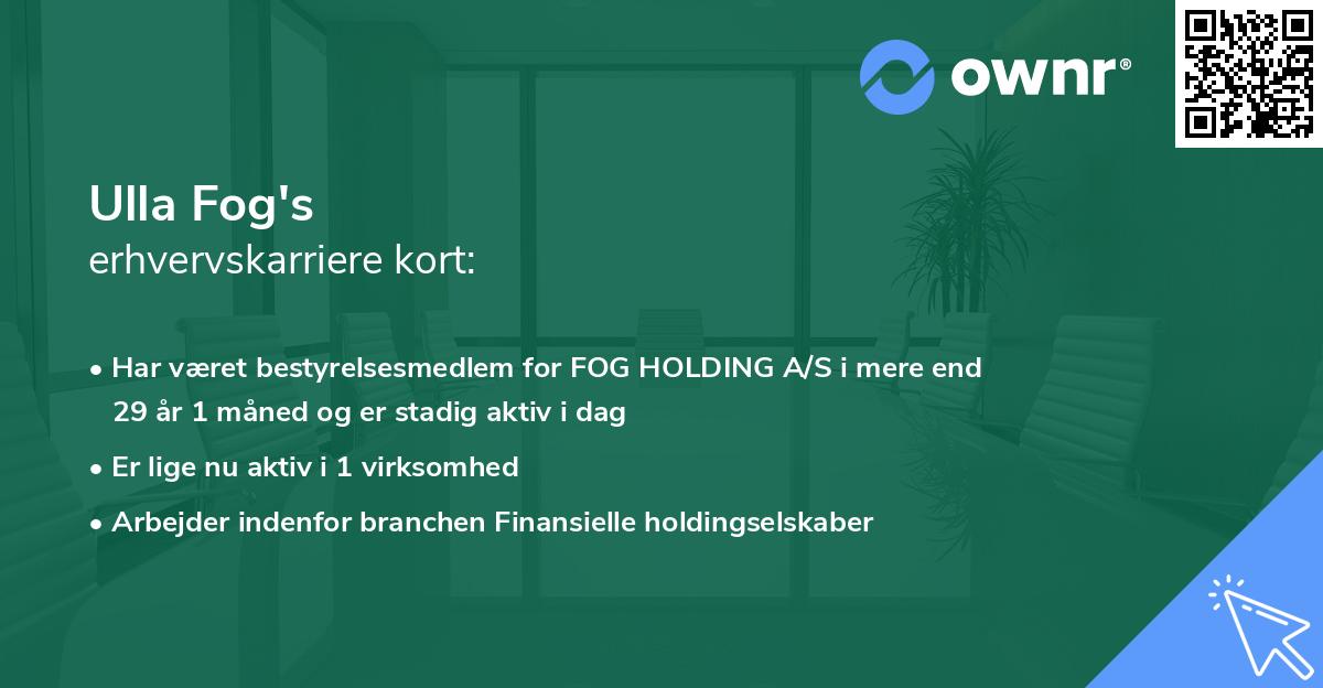 Ulla Fog's erhvervskarriere kort