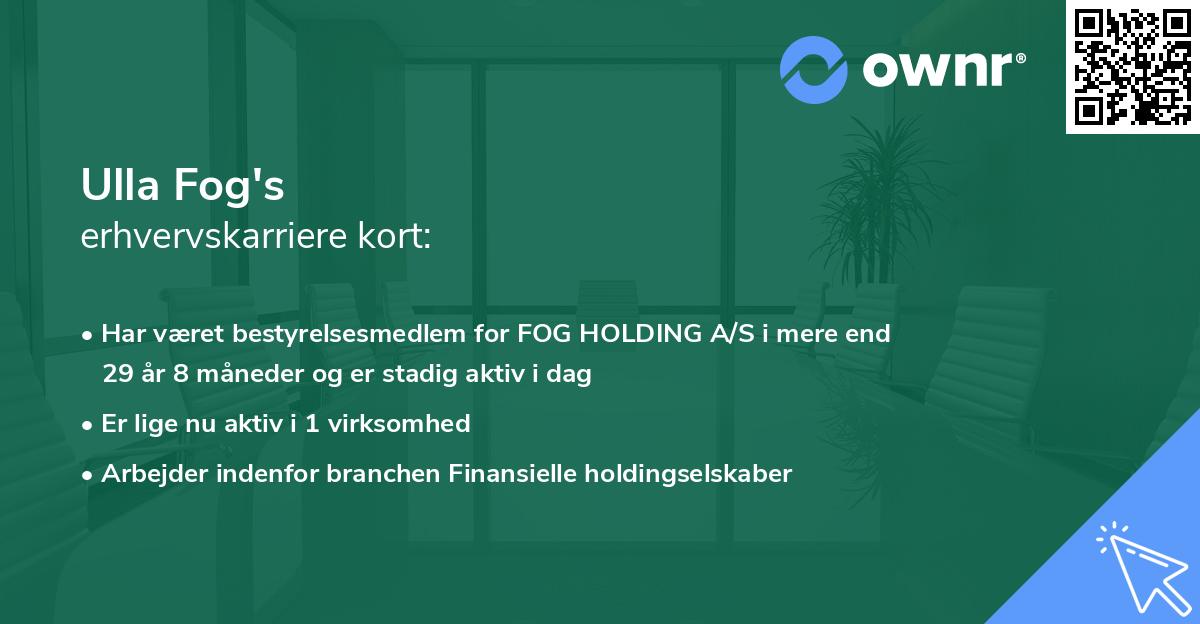 Ulla Fog's erhvervskarriere kort
