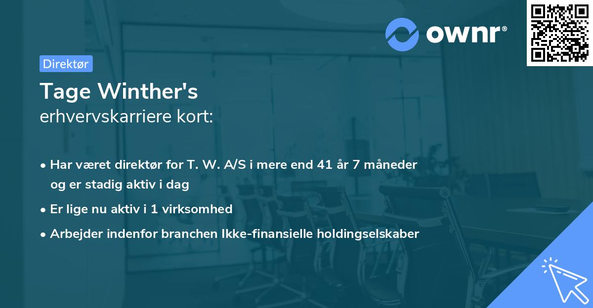 Tage Winther's erhvervskarriere kort