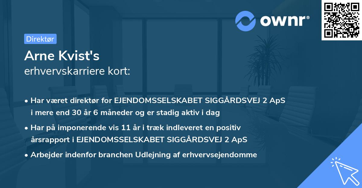 Arne Kvist's erhvervskarriere kort