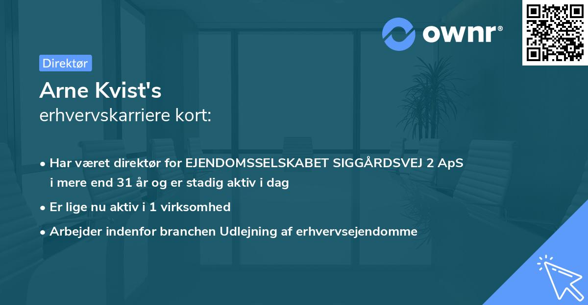 Arne Kvist's erhvervskarriere kort