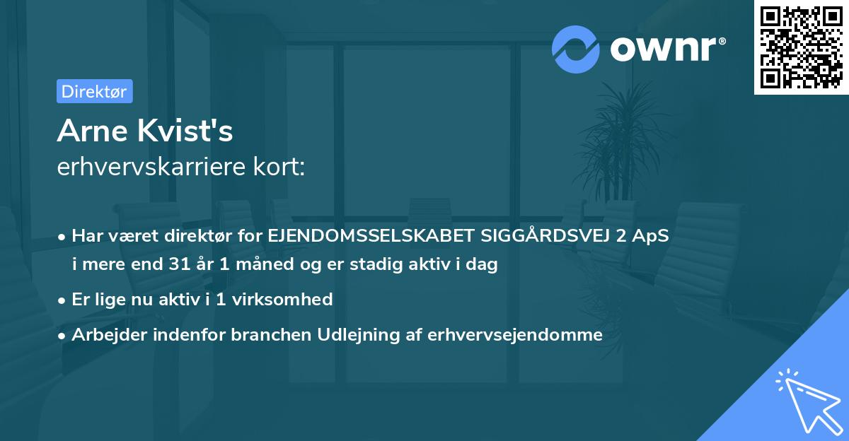 Arne Kvist's erhvervskarriere kort