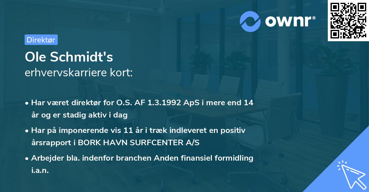 Ole Schmidt's erhvervskarriere kort