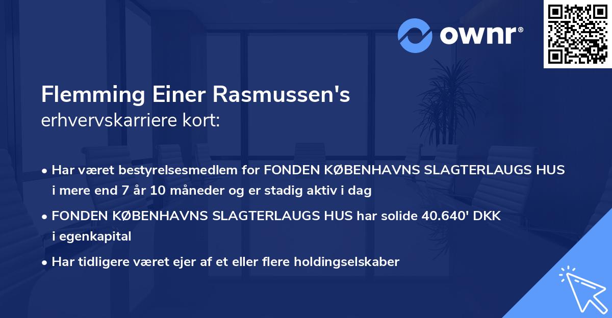 Flemming Einer Rasmussen's erhvervskarriere kort