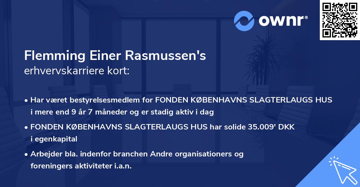 Flemming Einer Rasmussen's erhvervskarriere kort