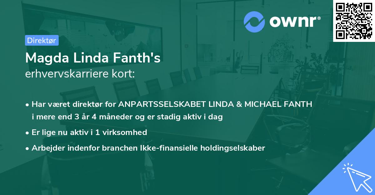 Magda Linda Fanth's erhvervskarriere kort