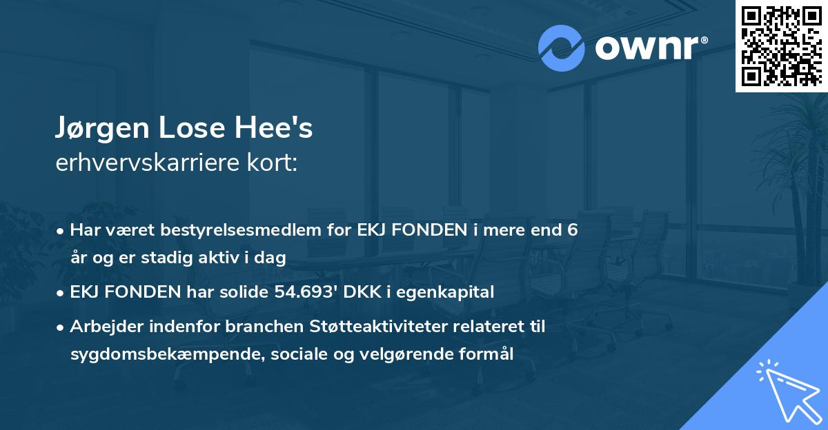 Jørgen Lose Hee's erhvervskarriere kort