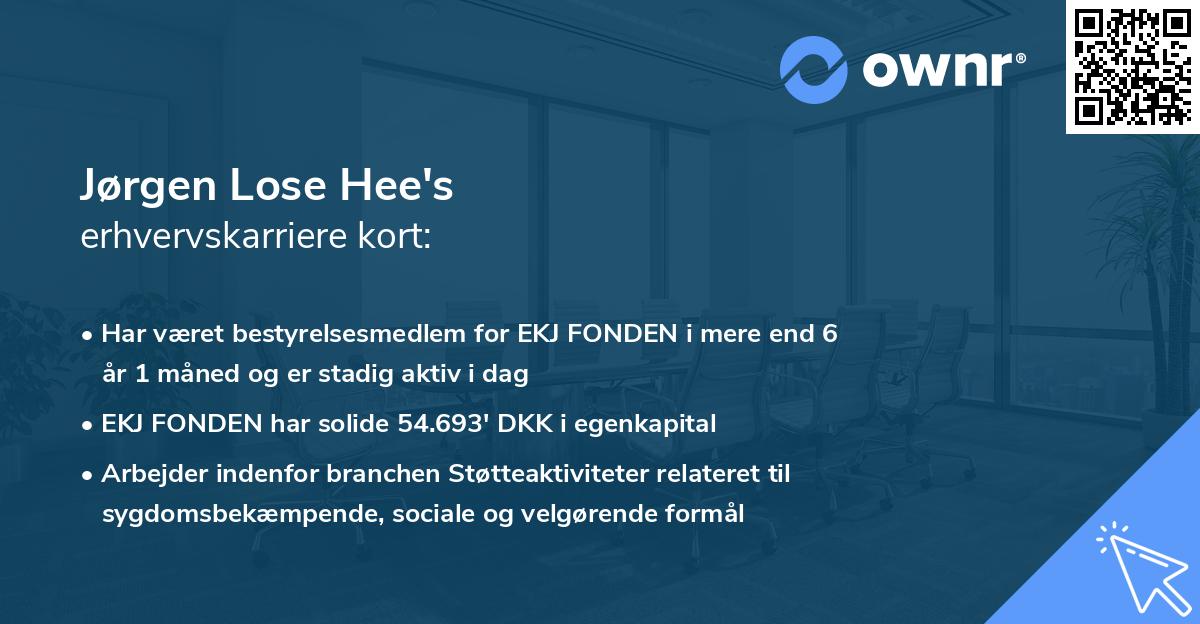 Jørgen Lose Hee's erhvervskarriere kort