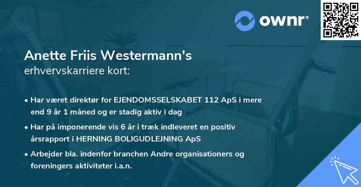 Anette Friis Westermann's erhvervskarriere kort