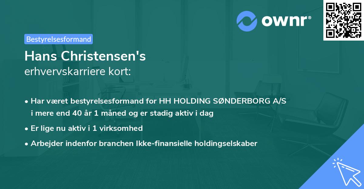 Hans Christensen's erhvervskarriere kort