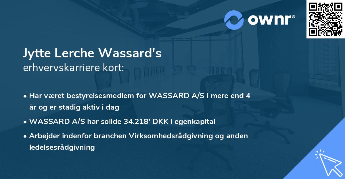Jytte Lerche Wassard's erhvervskarriere kort