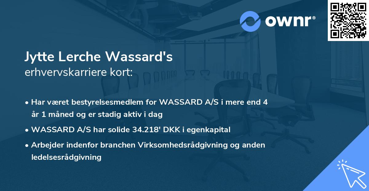 Jytte Lerche Wassard's erhvervskarriere kort