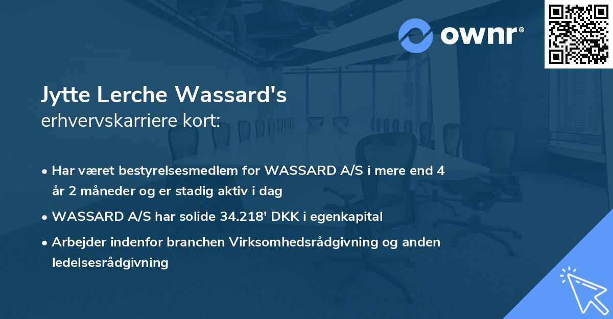 Jytte Lerche Wassard's erhvervskarriere kort