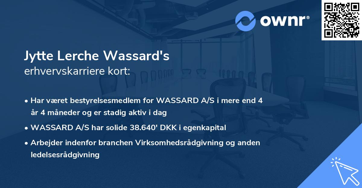 Jytte Lerche Wassard's erhvervskarriere kort