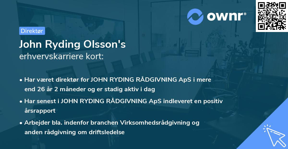 John Ryding Olsson's erhvervskarriere kort