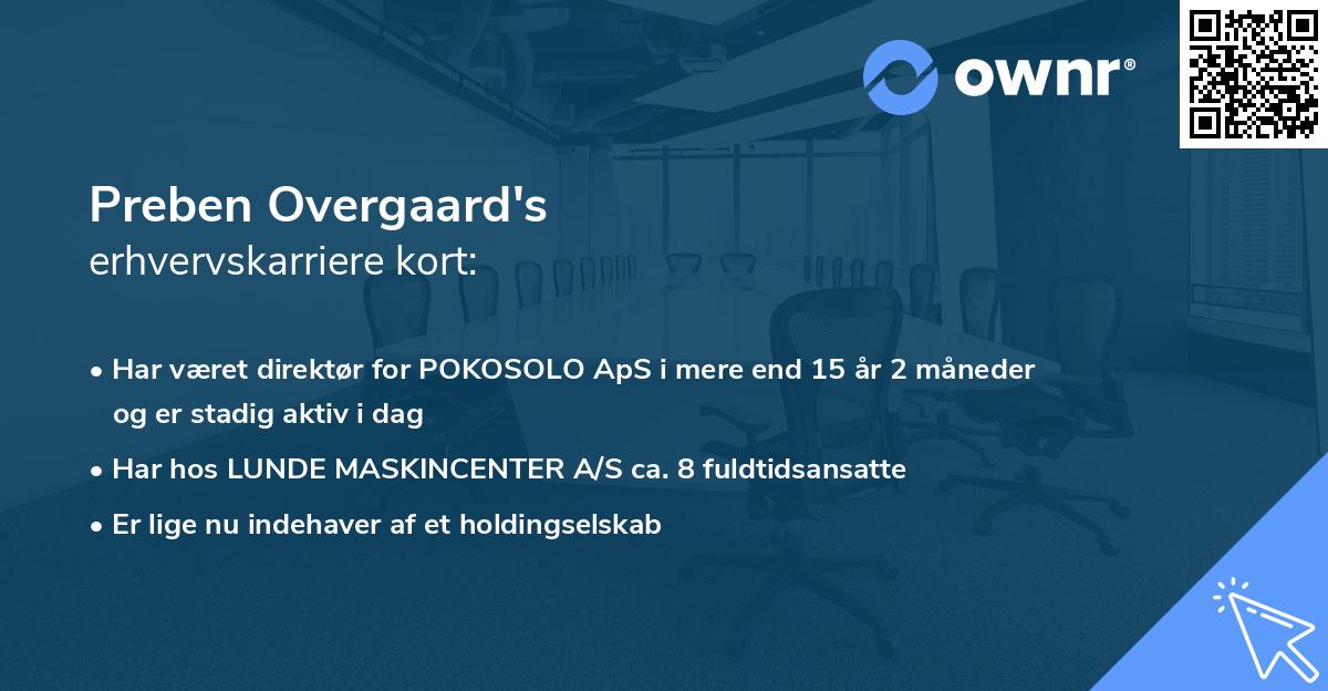 Preben Overgaard's erhvervskarriere kort