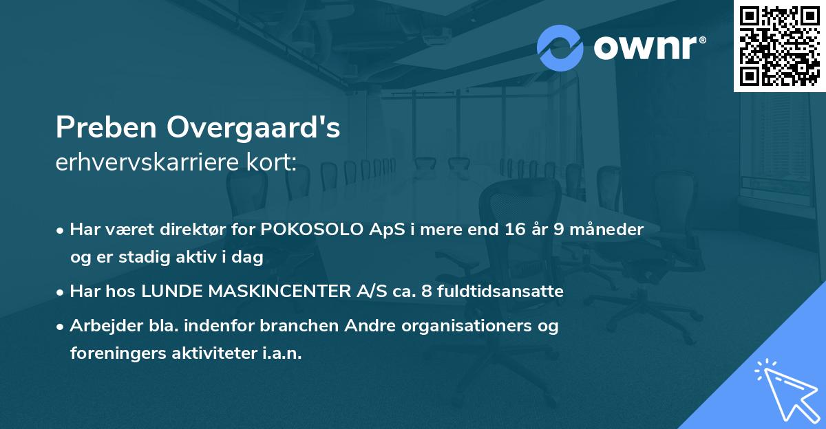 Preben Overgaard's erhvervskarriere kort
