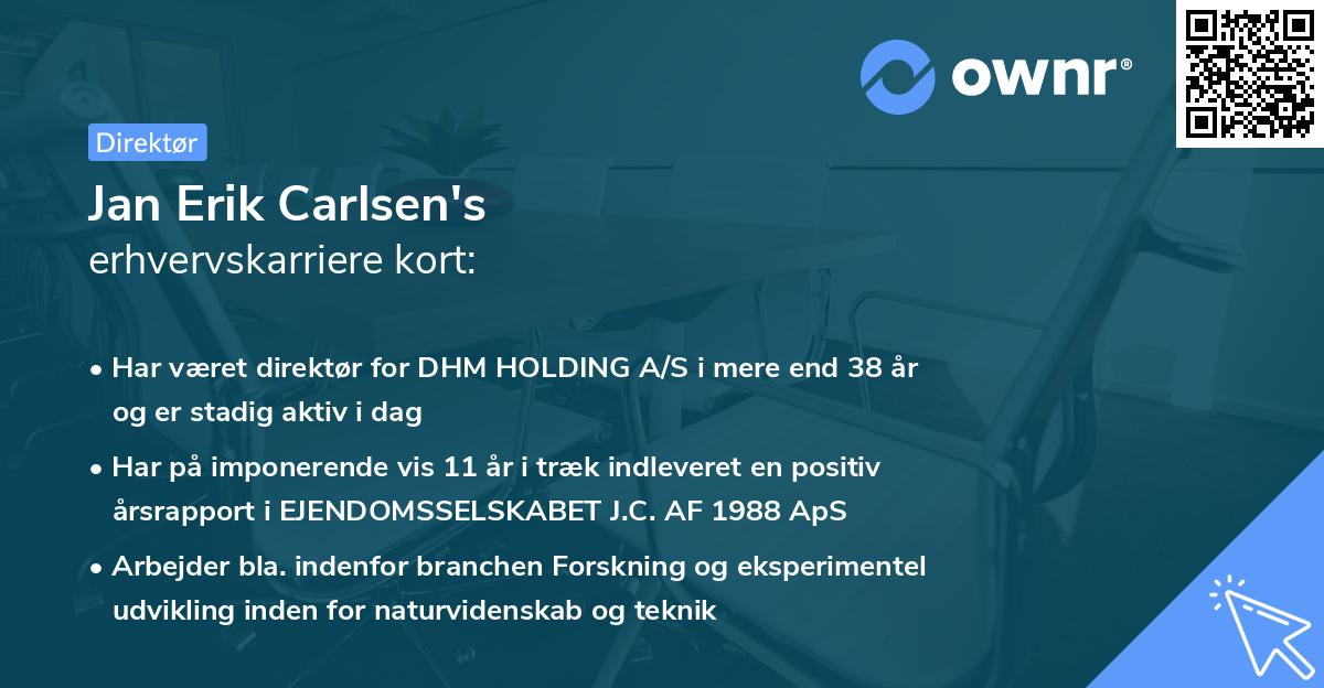 Jan Erik Carlsen's erhvervskarriere kort