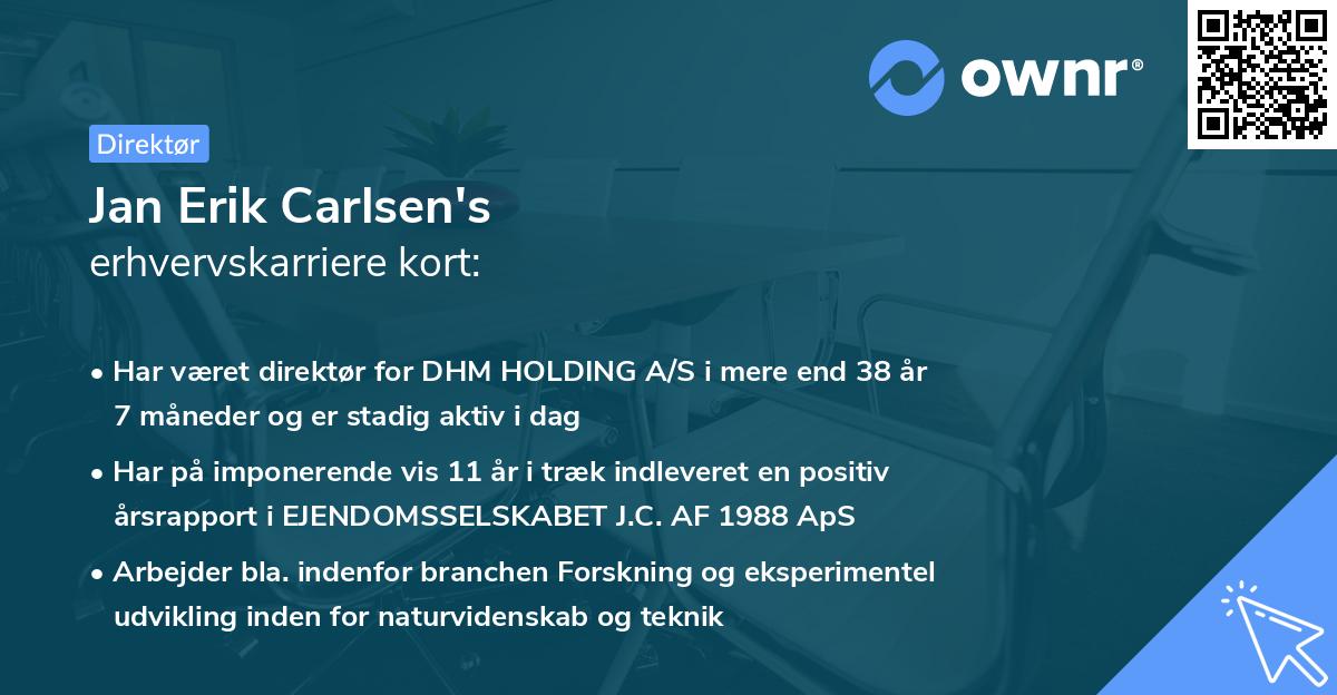 Jan Erik Carlsen's erhvervskarriere kort