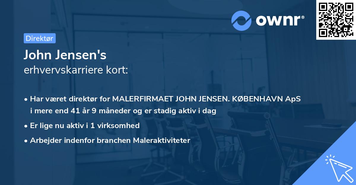 John Jensen's erhvervskarriere kort