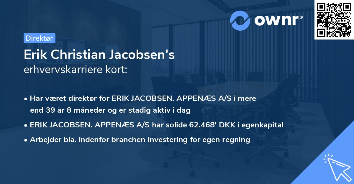 Erik Christian Jacobsen's erhvervskarriere kort