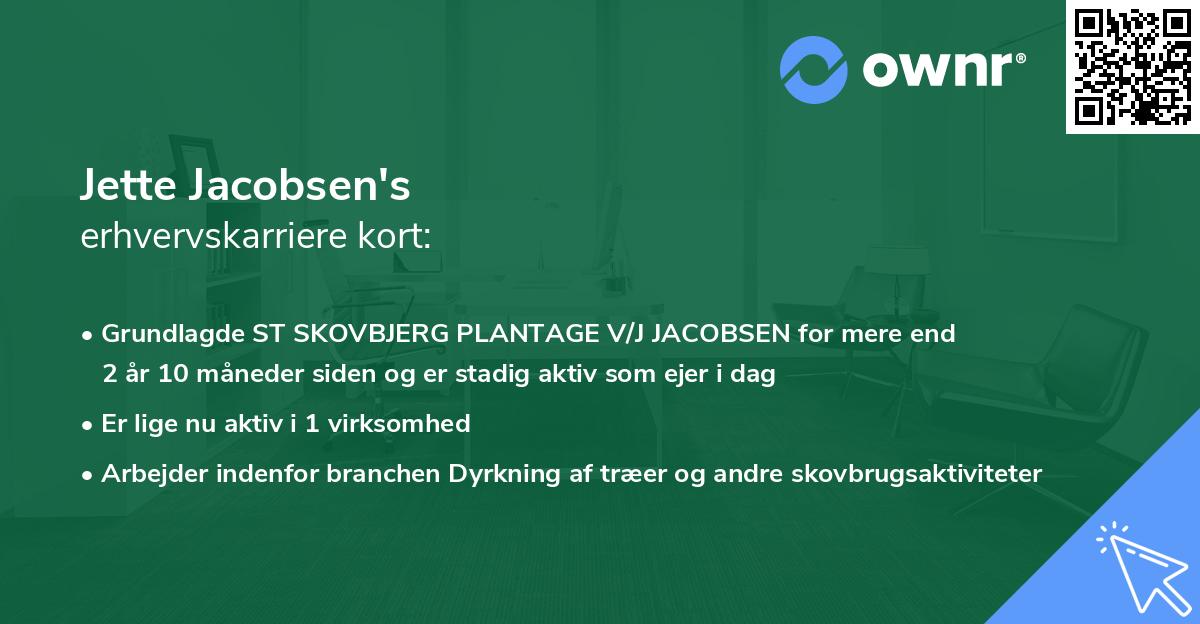 Jette Jacobsen's erhvervskarriere kort