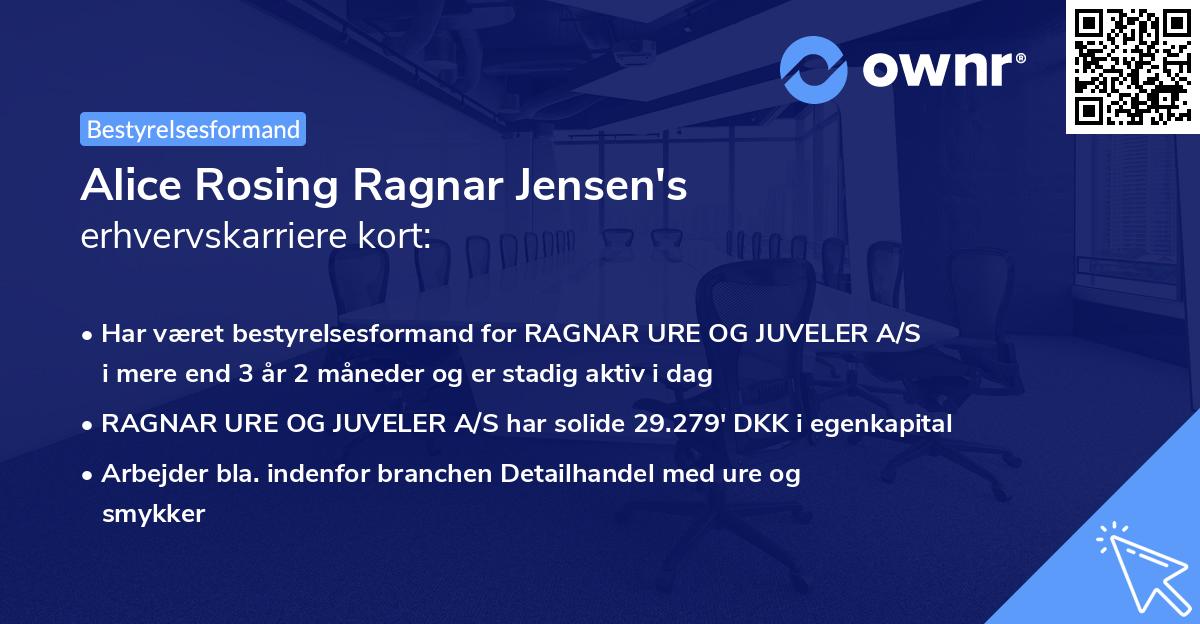 Alice Rosing Ragnar Jensen's erhvervskarriere kort