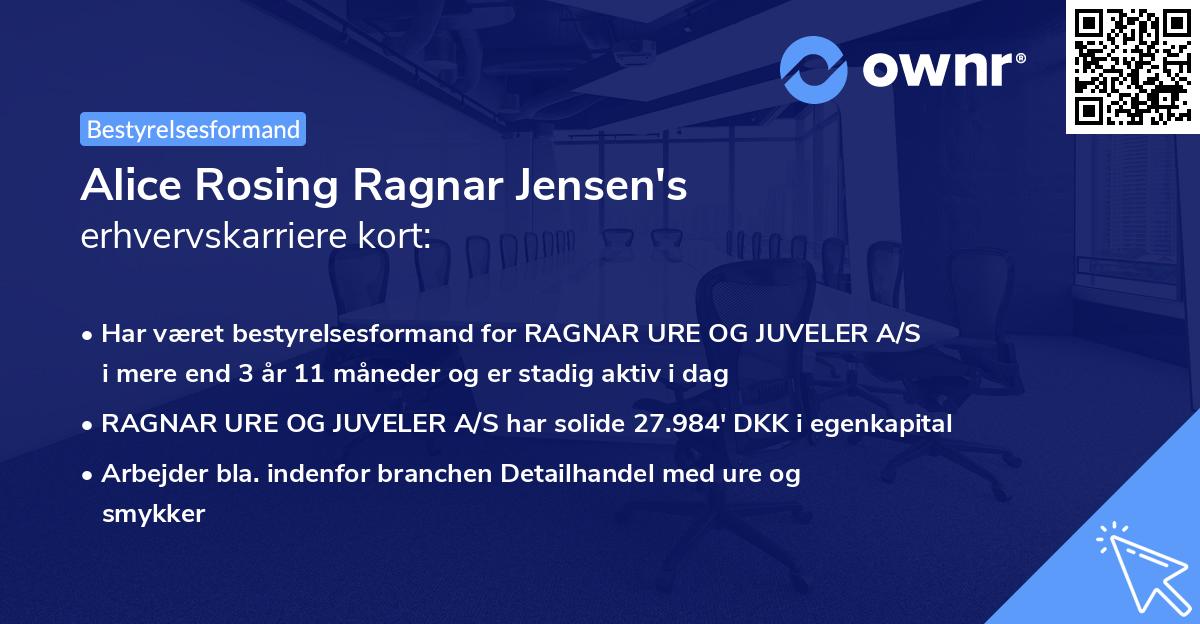 Alice Rosing Ragnar Jensen's erhvervskarriere kort