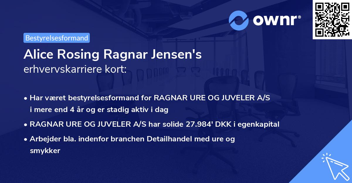 Alice Rosing Ragnar Jensen's erhvervskarriere kort