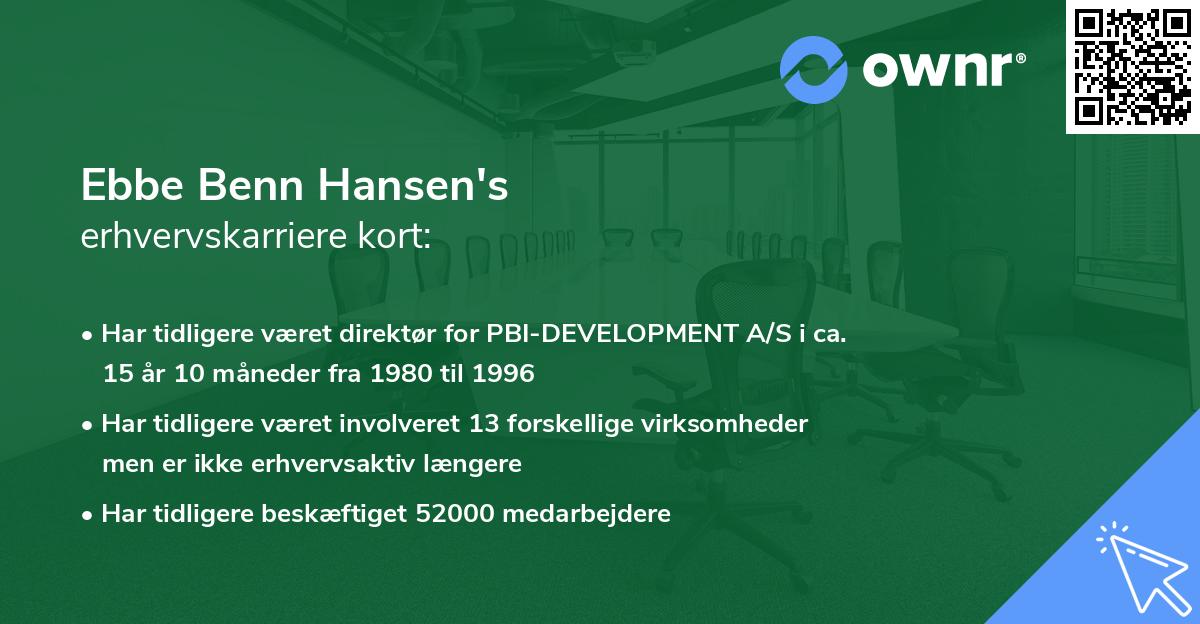 Ebbe Benn Hansen's erhvervskarriere kort
