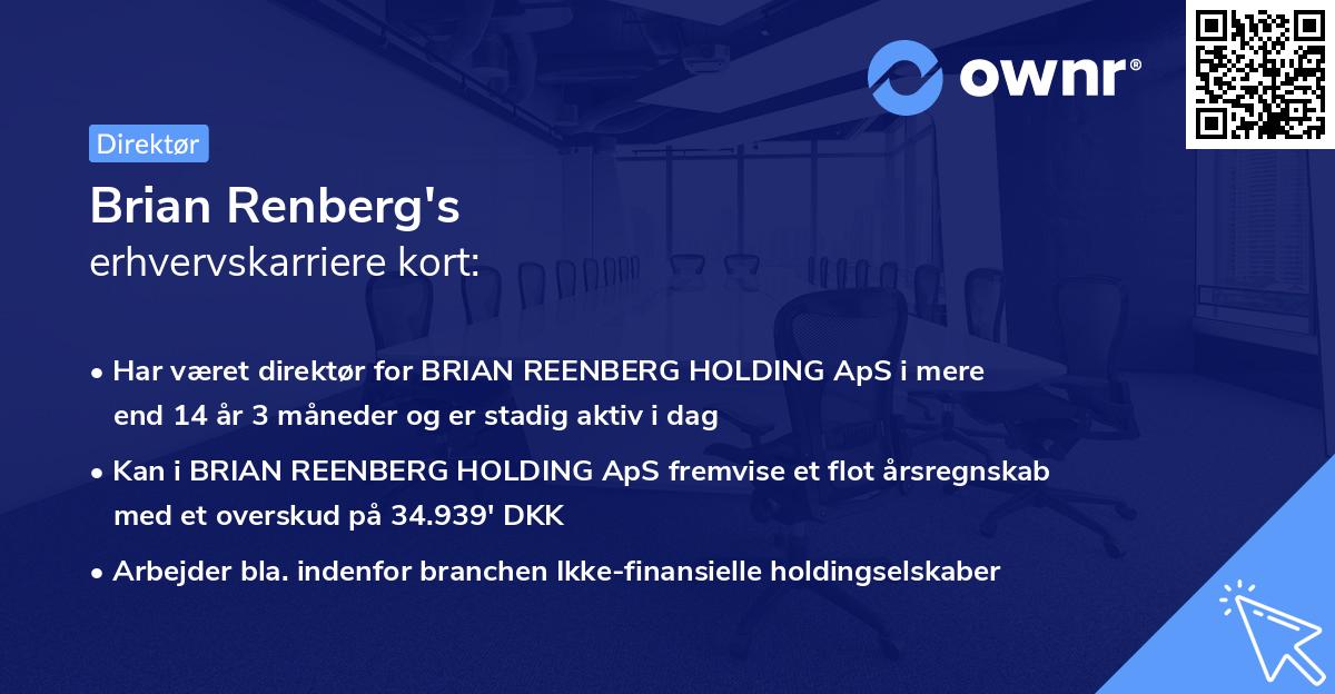 Brian Renberg's erhvervskarriere kort