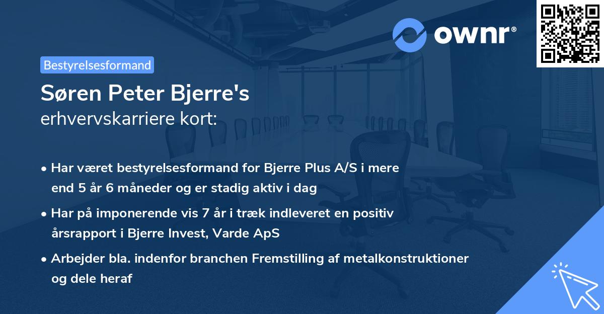 Søren Peter Bjerre's erhvervskarriere kort