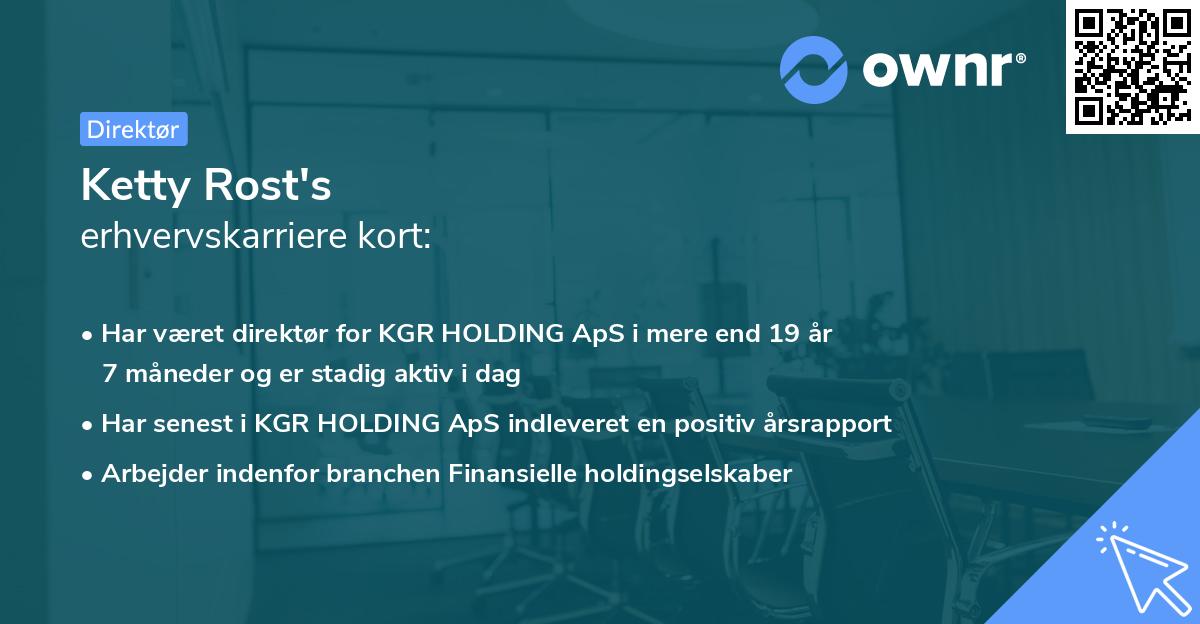 Ketty Rost's erhvervskarriere kort