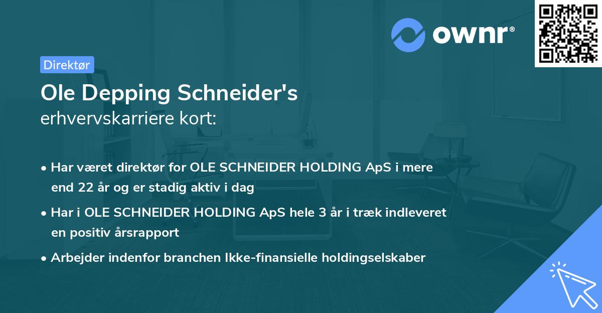 Ole Depping Schneider's erhvervskarriere kort