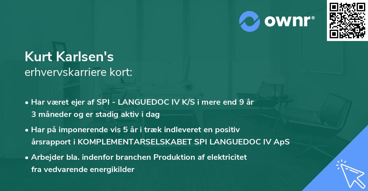 Kurt Karlsen's erhvervskarriere kort