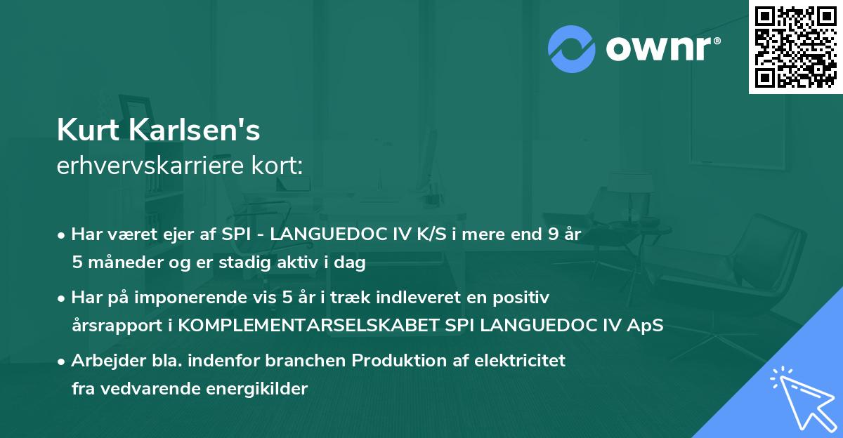 Kurt Karlsen's erhvervskarriere kort
