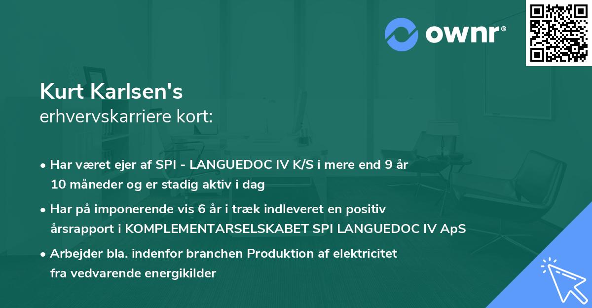 Kurt Karlsen's erhvervskarriere kort