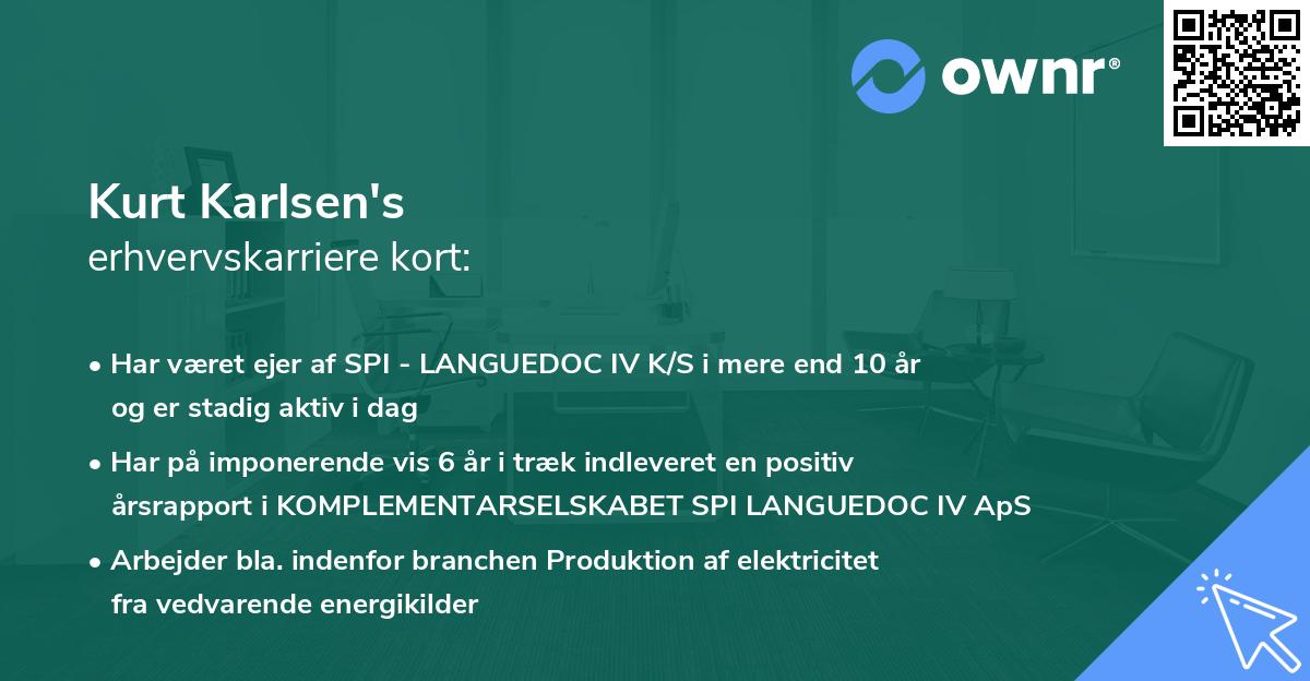 Kurt Karlsen's erhvervskarriere kort