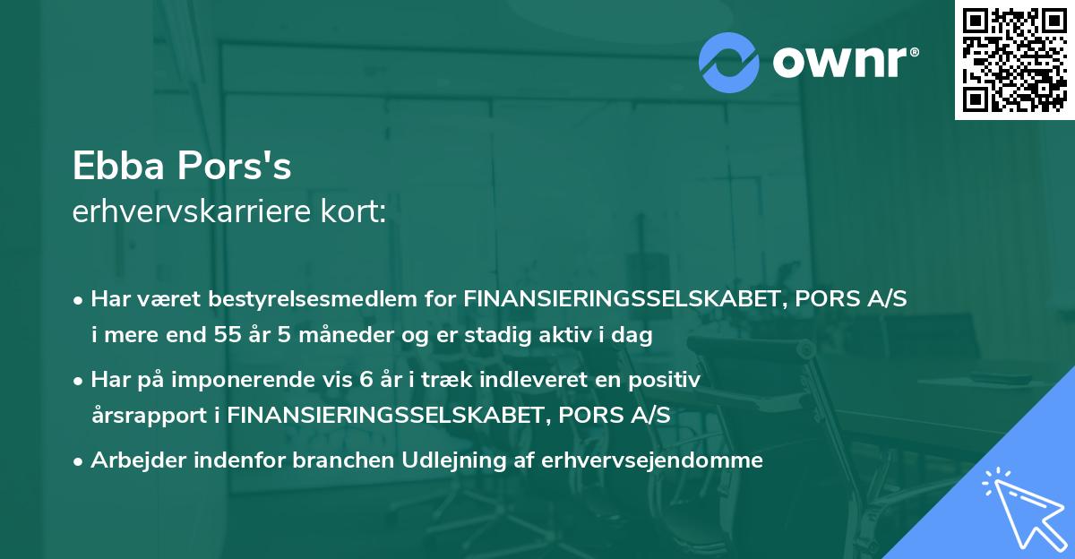 Ebba Pors's erhvervskarriere kort