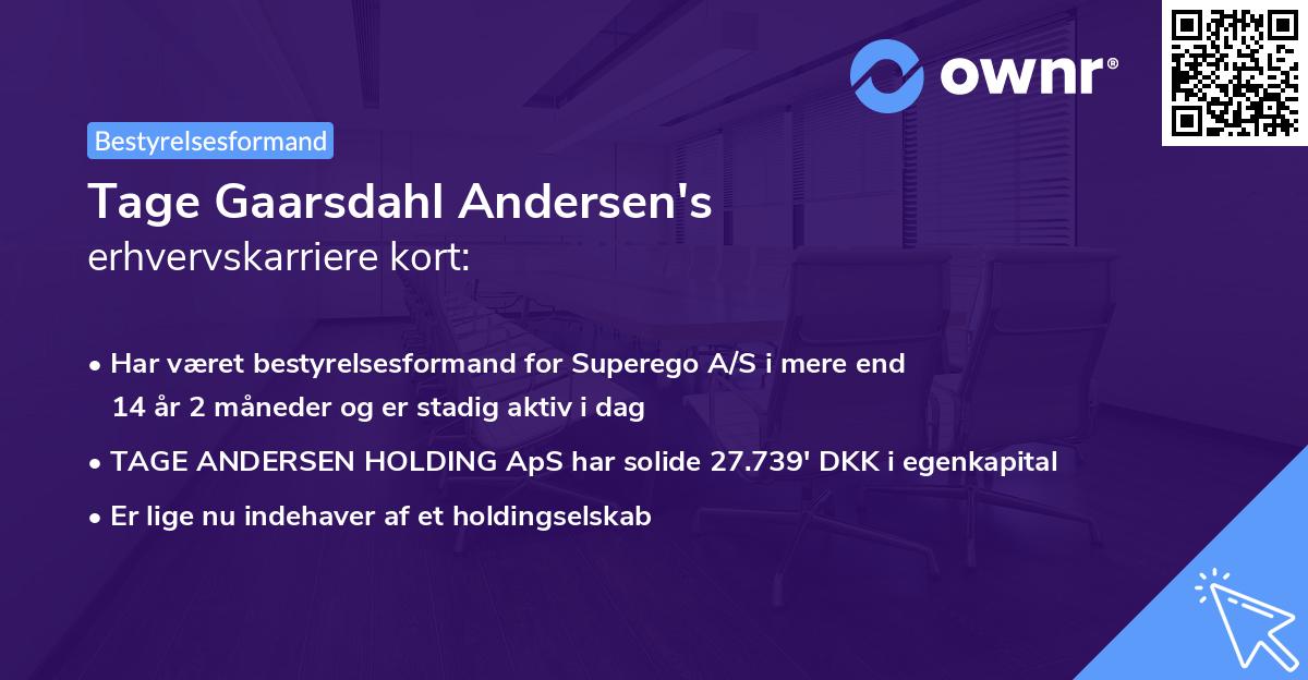 Tage Gaarsdahl Andersen's erhvervskarriere kort