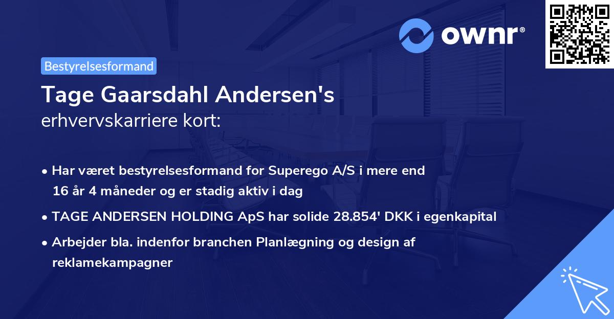 Tage Gaarsdahl Andersen's erhvervskarriere kort