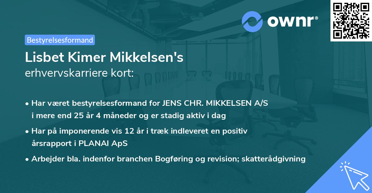 Lisbet Kimer Mikkelsen's erhvervskarriere kort