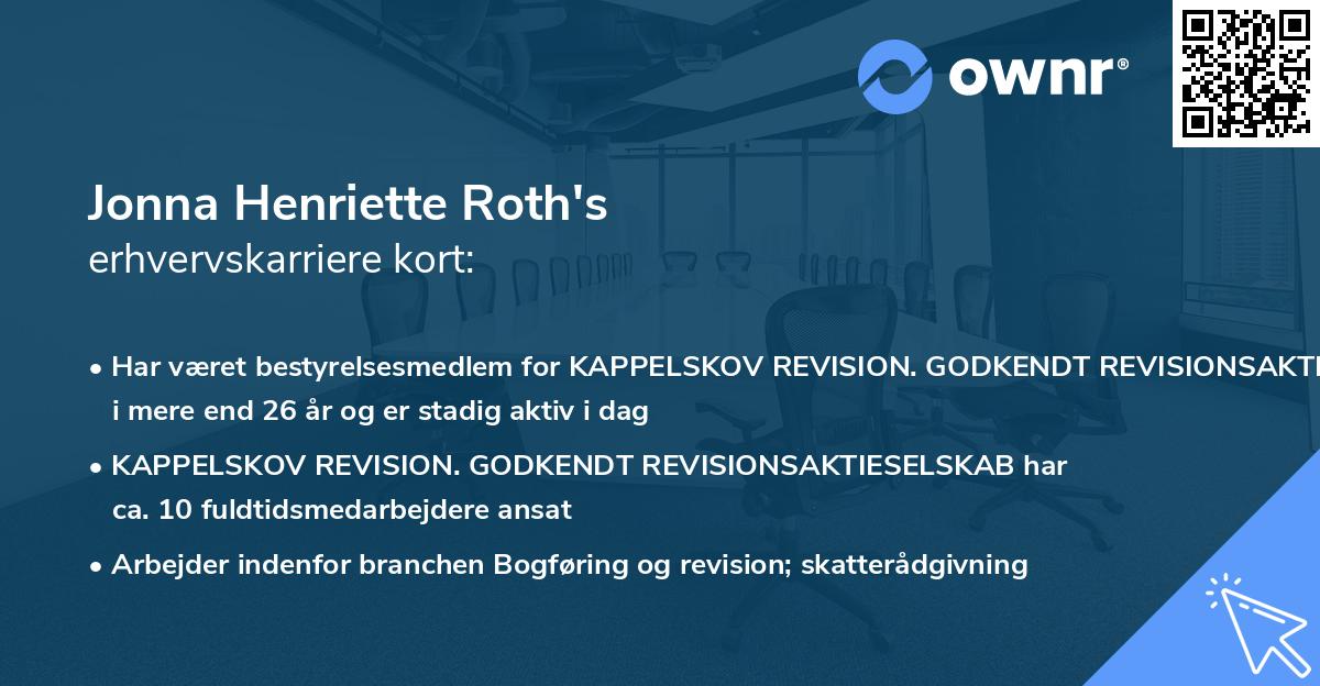 Jonna Henriette Roth's erhvervskarriere kort