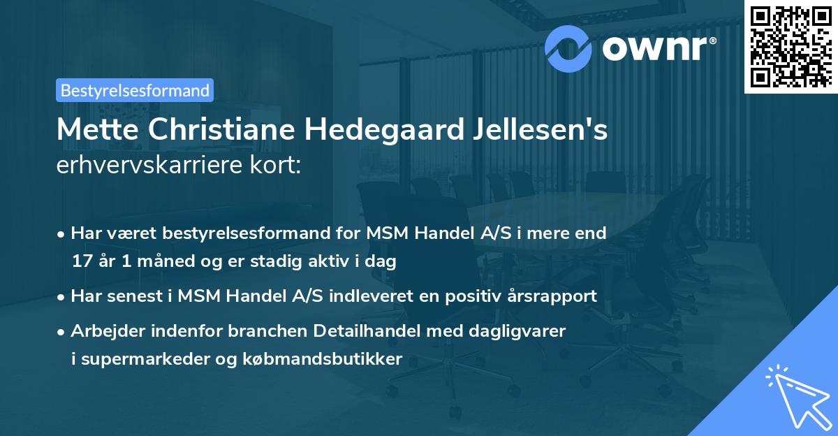 Mette Christiane Hedegaard Jellesen's erhvervskarriere kort