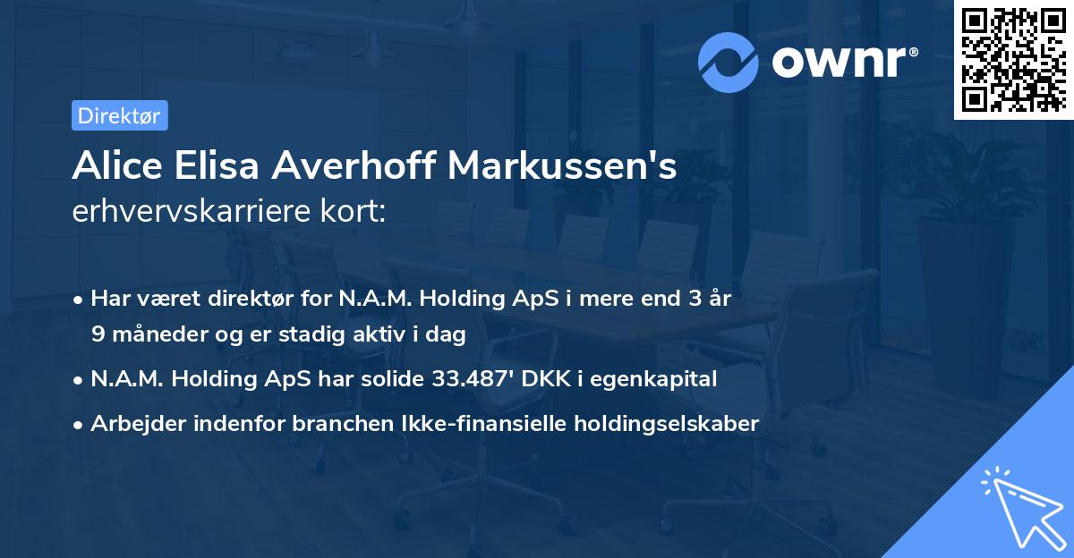 Alice Elisa Averhoff Markussen's erhvervskarriere kort