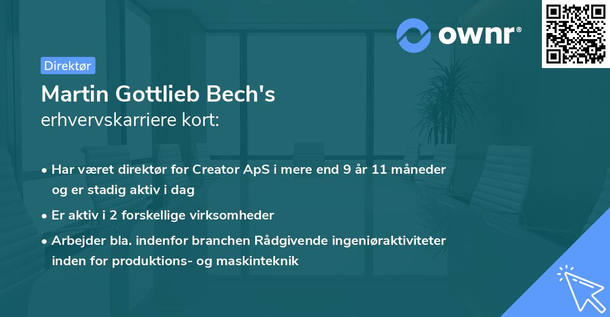 Martin Gottlieb Bech's erhvervskarriere kort