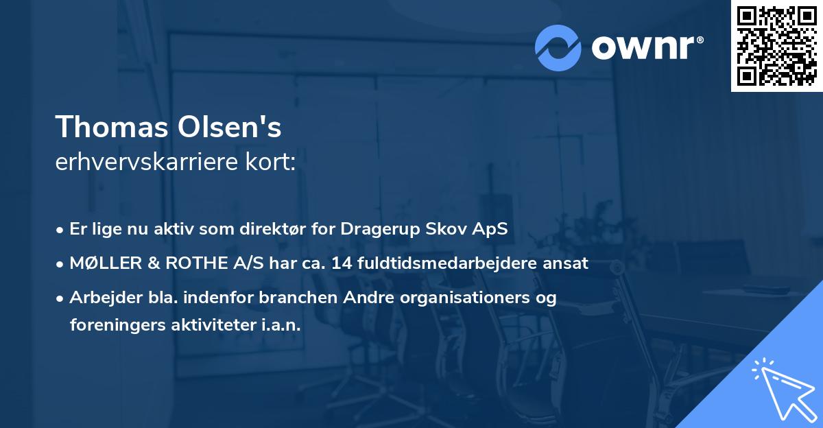 Thomas Olsen's erhvervskarriere kort