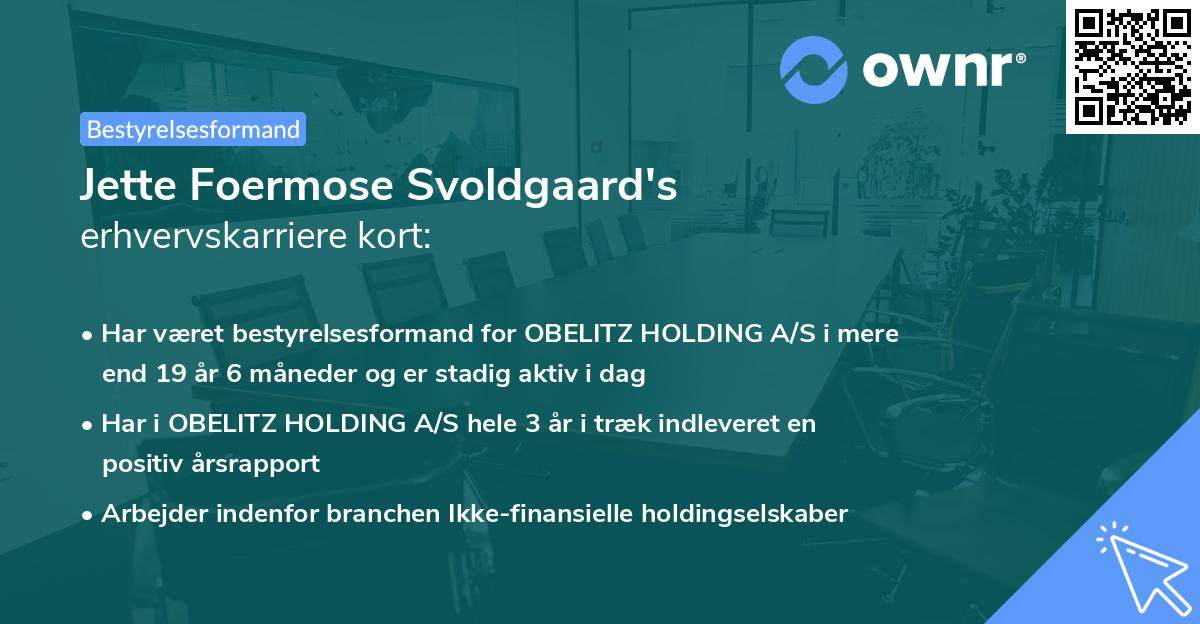 Jette Foermose Svoldgaard's erhvervskarriere kort